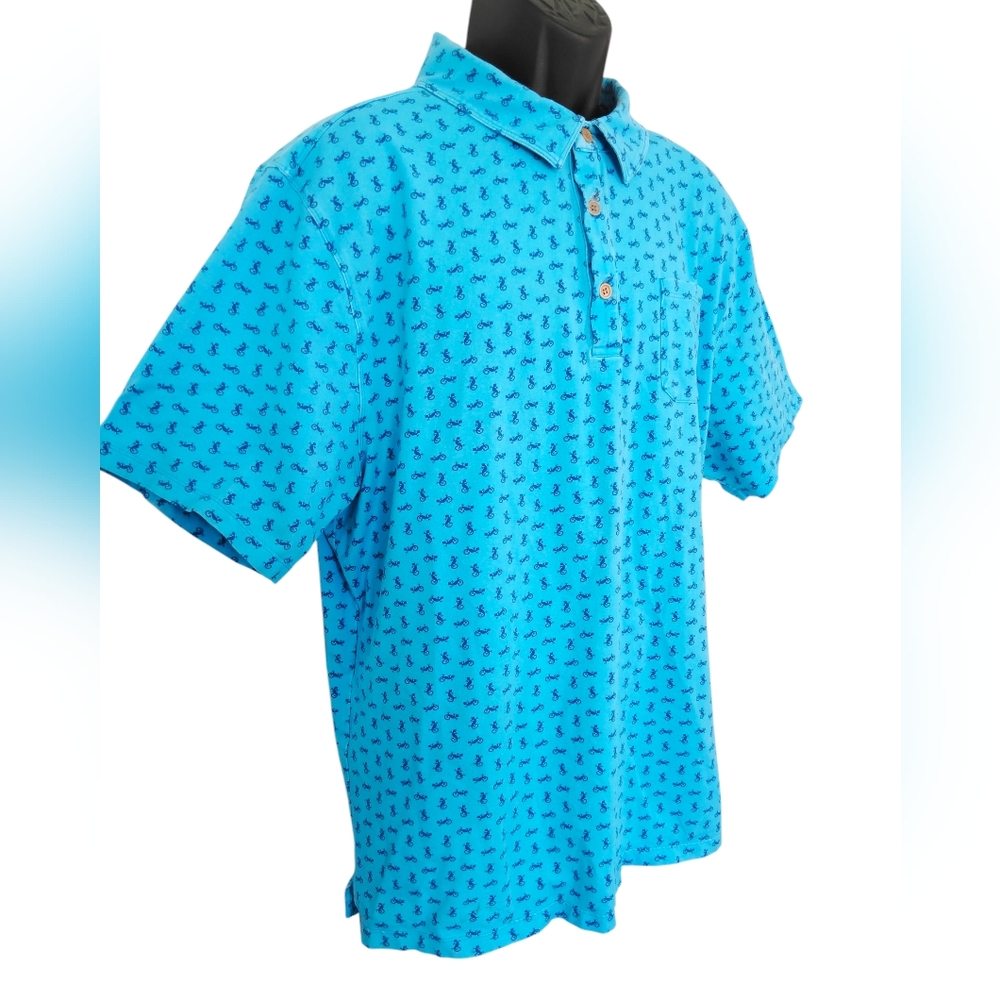 Henri Costa Coastal Gecko Blue Polo‎ Shirt Sz XXL
